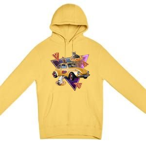 Cat Pizza Car Galaxy Premium Pullover Hoodie