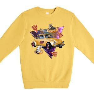 Cat Pizza Car Galaxy Premium Crewneck Sweatshirt