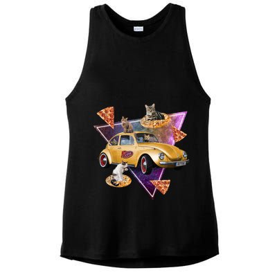 Cat Pizza Car Galaxy Ladies PosiCharge Tri-Blend Wicking Tank