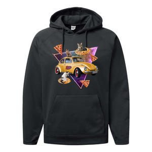 Cat Pizza Car Galaxy Performance Fleece Hoodie