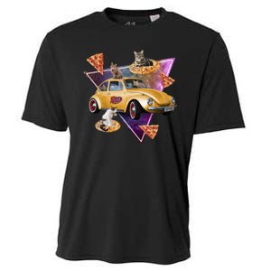 Cat Pizza Car Galaxy Cooling Performance Crew T-Shirt