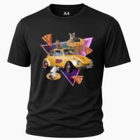 Cat Pizza Car Galaxy Cooling Performance Crew T-Shirt
