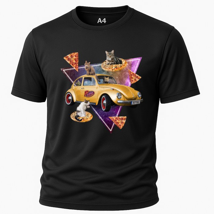 Cat Pizza Car Galaxy Cooling Performance Crew T-Shirt