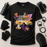 Cat Pizza Car Galaxy Cooling Performance Crew T-Shirt