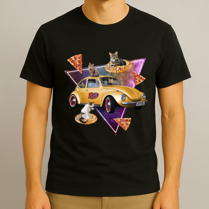 Cat Pizza Car Galaxy T-Shirt