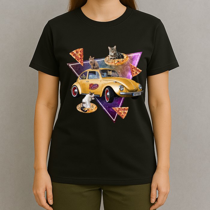 Cat Pizza Car Galaxy T-Shirt