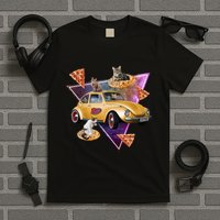 Cat Pizza Car Galaxy T-Shirt