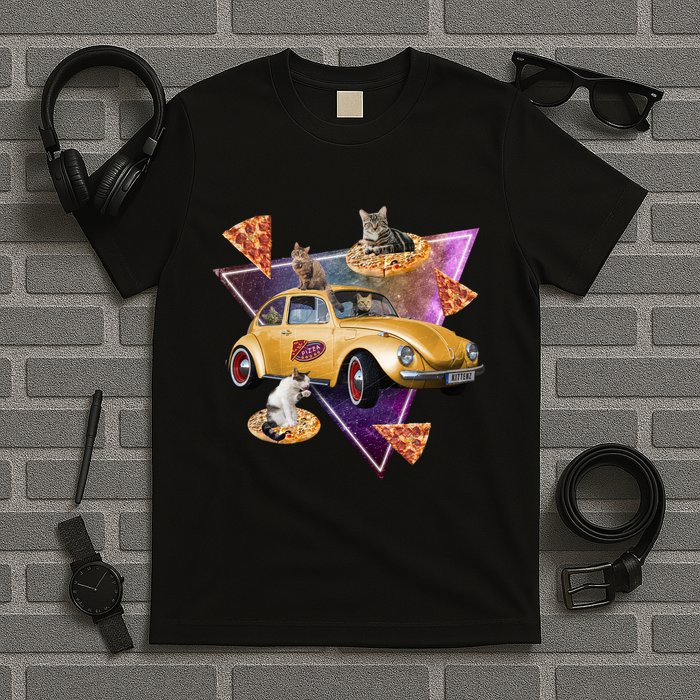Cat Pizza Car Galaxy T-Shirt