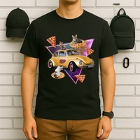 Cat Pizza Car Galaxy T-Shirt