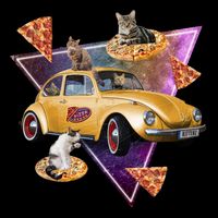 Cat Pizza Car Galaxy T-Shirt