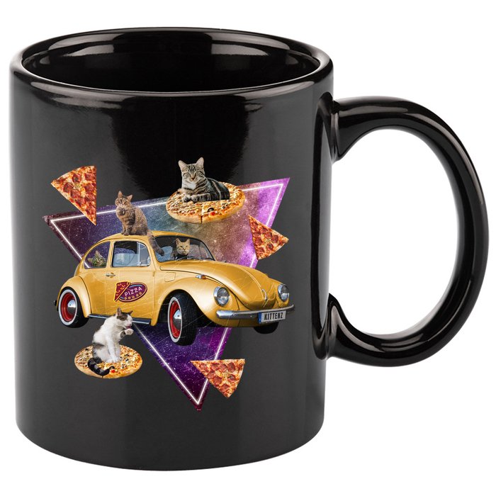 Cat Pizza Car Galaxy 11oz C Handle Ceramic Mug