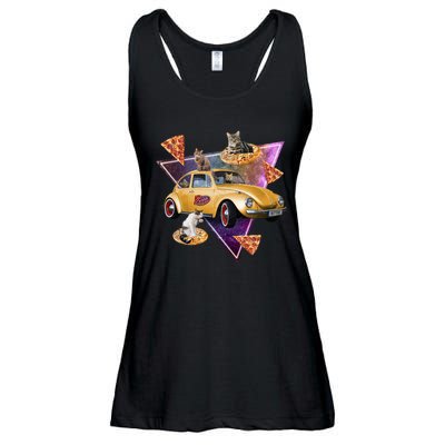 Cat Pizza Car Galaxy Ladies Essential Flowy Tank