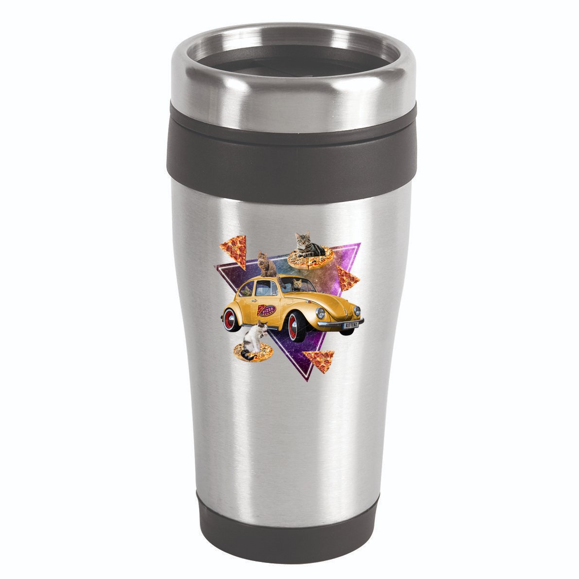 Cat Pizza Car Galaxy 16oz Travel Tumbler