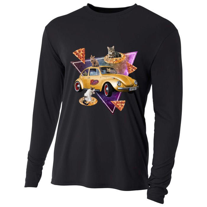 Cat Pizza Car Galaxy Cooling Performance Long Sleeve Crew