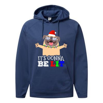 Cute Pugs Christmas Tree Funny Pug Lover Christmas Great Gift Performance Fleece Hoodie