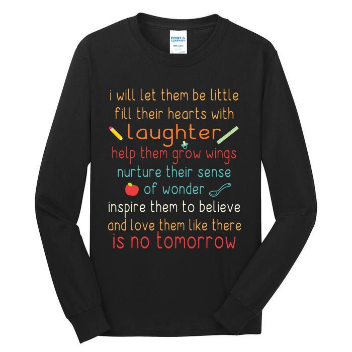 Childcare Provider Children Funny Child Care Daycare Tall Long Sleeve T-Shirt