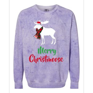 Christmas Pajama Christmas Moose Santa Hat Colorblast Crewneck Sweatshirt