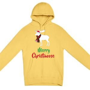 Christmas Pajama Christmas Moose Santa Hat Premium Pullover Hoodie