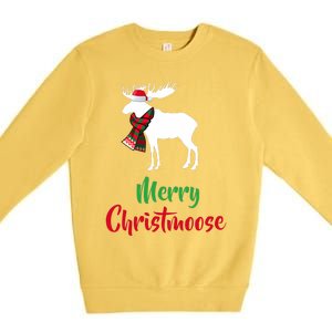 Christmas Pajama Christmas Moose Santa Hat Premium Crewneck Sweatshirt