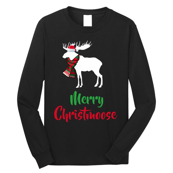 Christmas Pajama Christmas Moose Santa Hat Long Sleeve Shirt