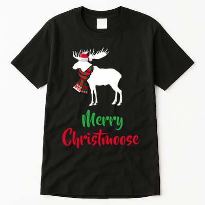 Christmas Pajama Christmas Moose Santa Hat Tall T-Shirt