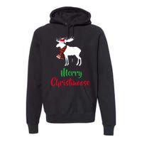 Christmas Pajama Christmas Moose Santa Hat Premium Hoodie