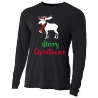 Christmas Pajama Christmas Moose Santa Hat Cooling Performance Long Sleeve Crew