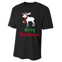 Christmas Pajama Christmas Moose Santa Hat Performance Sprint T-Shirt