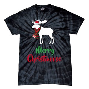 Christmas Pajama Christmas Moose Santa Hat Tie-Dye T-Shirt