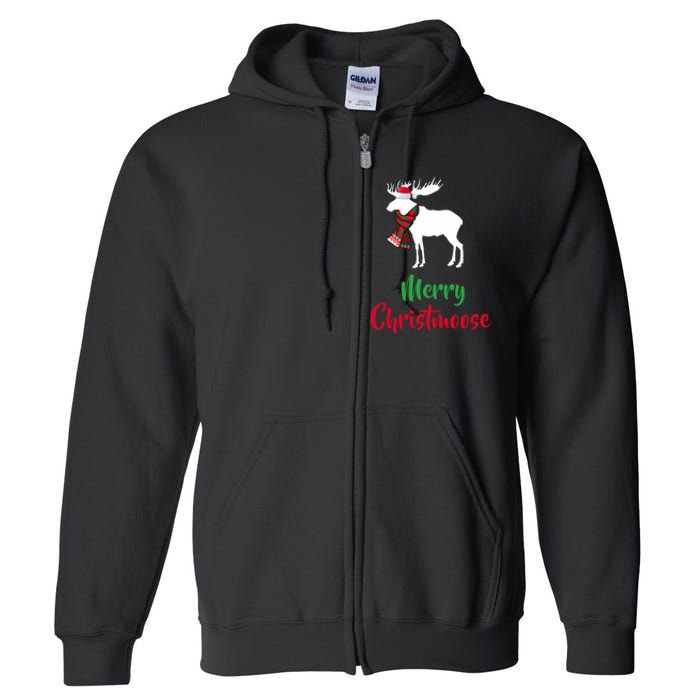 Christmas Pajama Christmas Moose Santa Hat Full Zip Hoodie