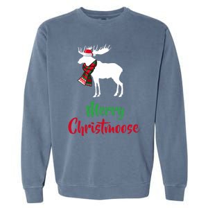 Christmas Pajama Christmas Moose Santa Hat Garment-Dyed Sweatshirt