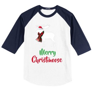 Christmas Pajama Christmas Moose Santa Hat Baseball Sleeve Shirt