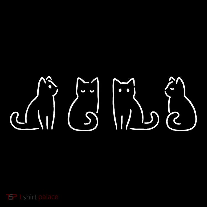 Cat Poses Cat Lover Minimalist Art Drawstring Bag