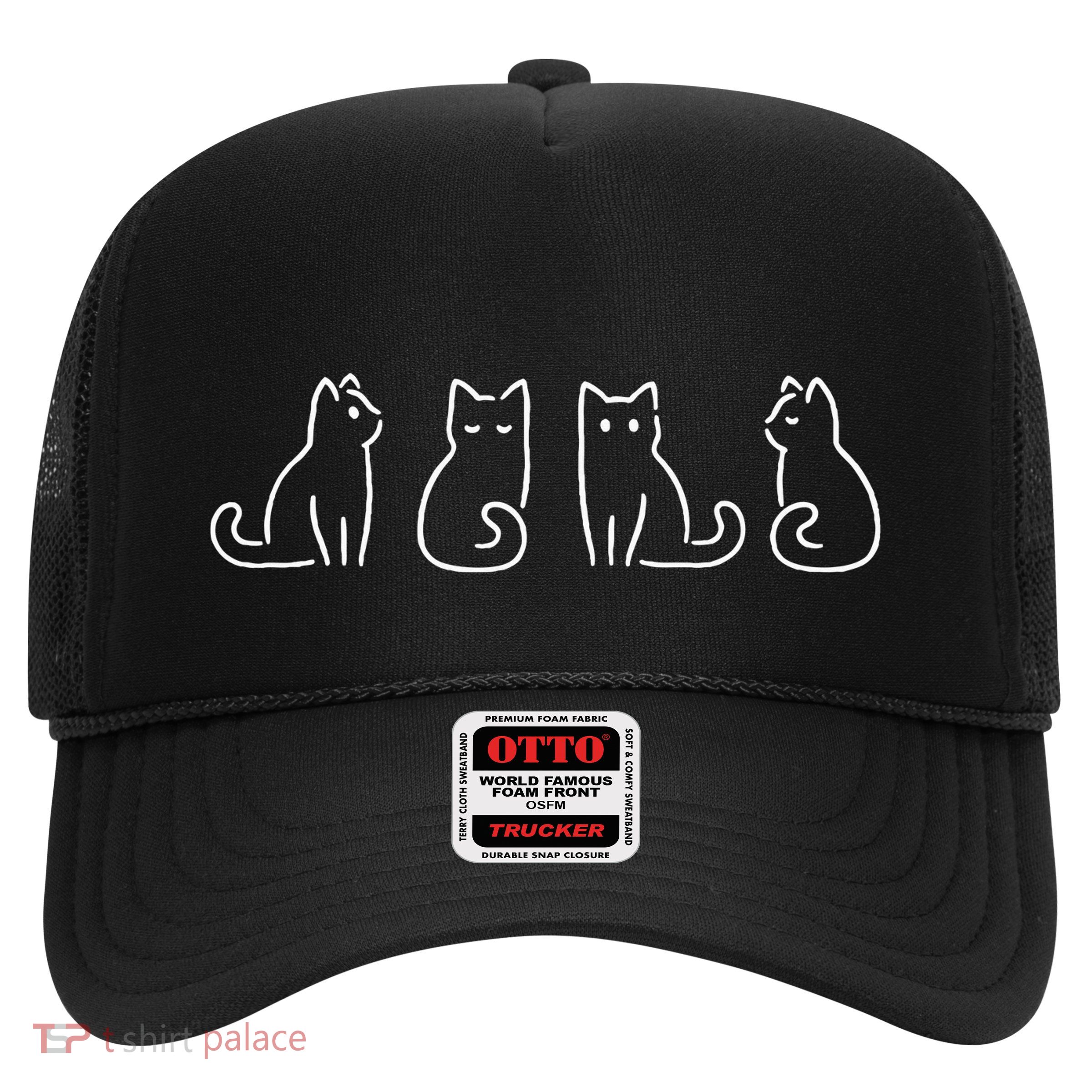 Cat Poses Cat Lover Minimalist Art Trucker Hat