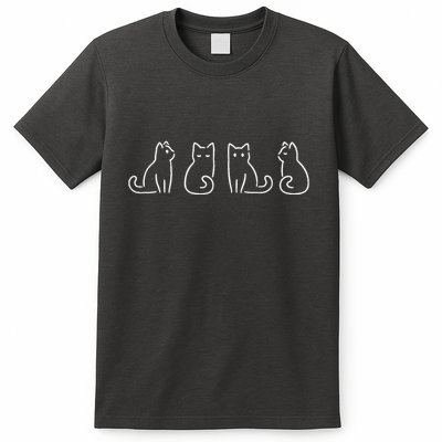 Cat Poses Cat Lover Minimalist Art T-Shirt