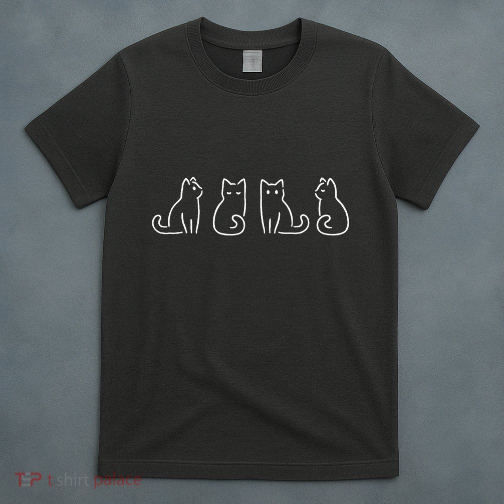 Cat Poses Cat Lover Minimalist Art T-Shirt
