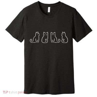 Cat Poses Cat Lover Minimalist Art Premium T-Shirt