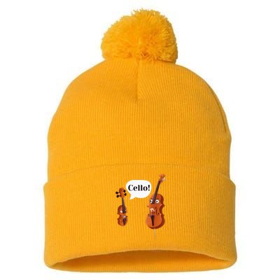 Cello Player Cellist Orchestra Musician Classical Music Pom Pom 12in Knit Beanie