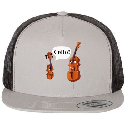 Cello Player Cellist Orchestra Musician Classical Music Flat Bill Trucker Hat