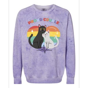 Cat Proud Couple Pride Heart Colorblast Crewneck Sweatshirt