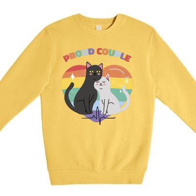 Cat Proud Couple Pride Heart Premium Crewneck Sweatshirt