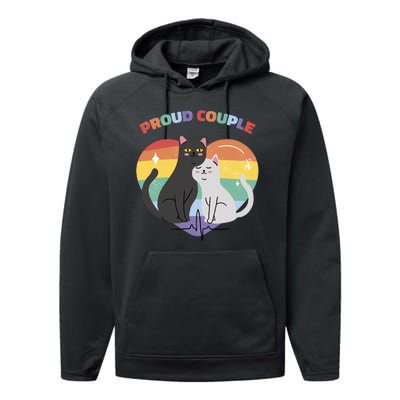 Cat Proud Couple Pride Heart Performance Fleece Hoodie