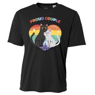 Cat Proud Couple Pride Heart Cooling Performance Crew T-Shirt