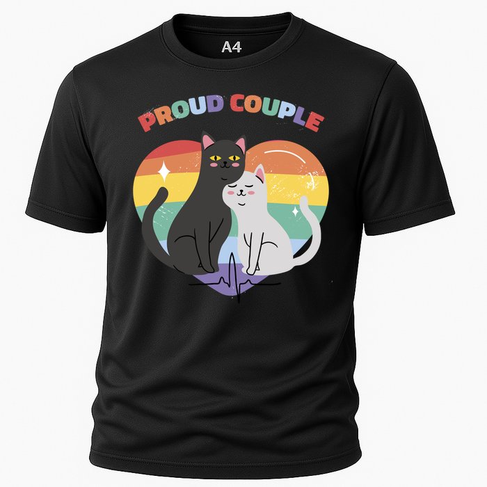 Cat Proud Couple Pride Heart Cooling Performance Crew T-Shirt