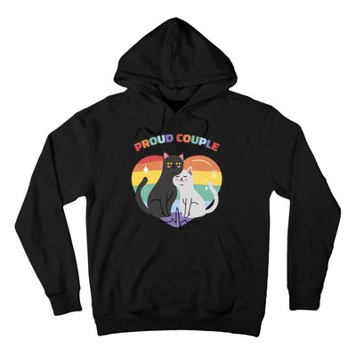 Cat Proud Couple Pride Heart Hoodie