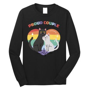 Cat Proud Couple Pride Heart Long Sleeve Shirt