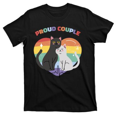 Cat Proud Couple Pride Heart T-Shirt