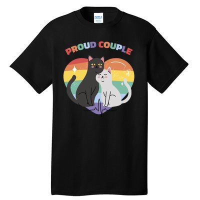 Cat Proud Couple Pride Heart Tall T-Shirt