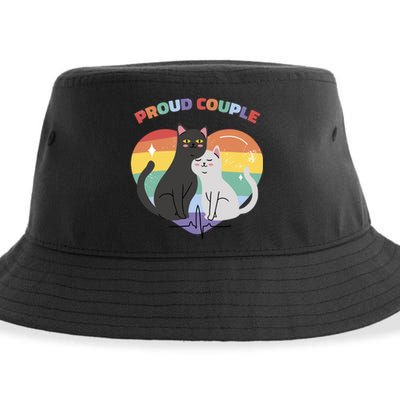 Cat Proud Couple Pride Heart Sustainable Bucket Hat