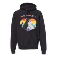 Cat Proud Couple Pride Heart Premium Hoodie